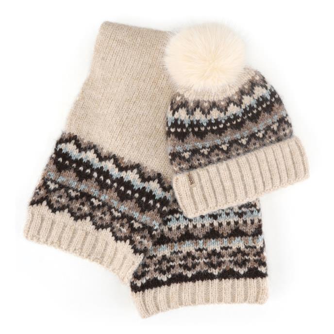 totes toasties® Ladies Fair Isle Scarf & Hat Set Grey Extra Image 2